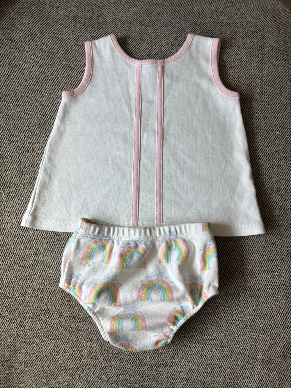 The Beaufort Bonnet Company White & Pink Tank with Rainbow Bloomers